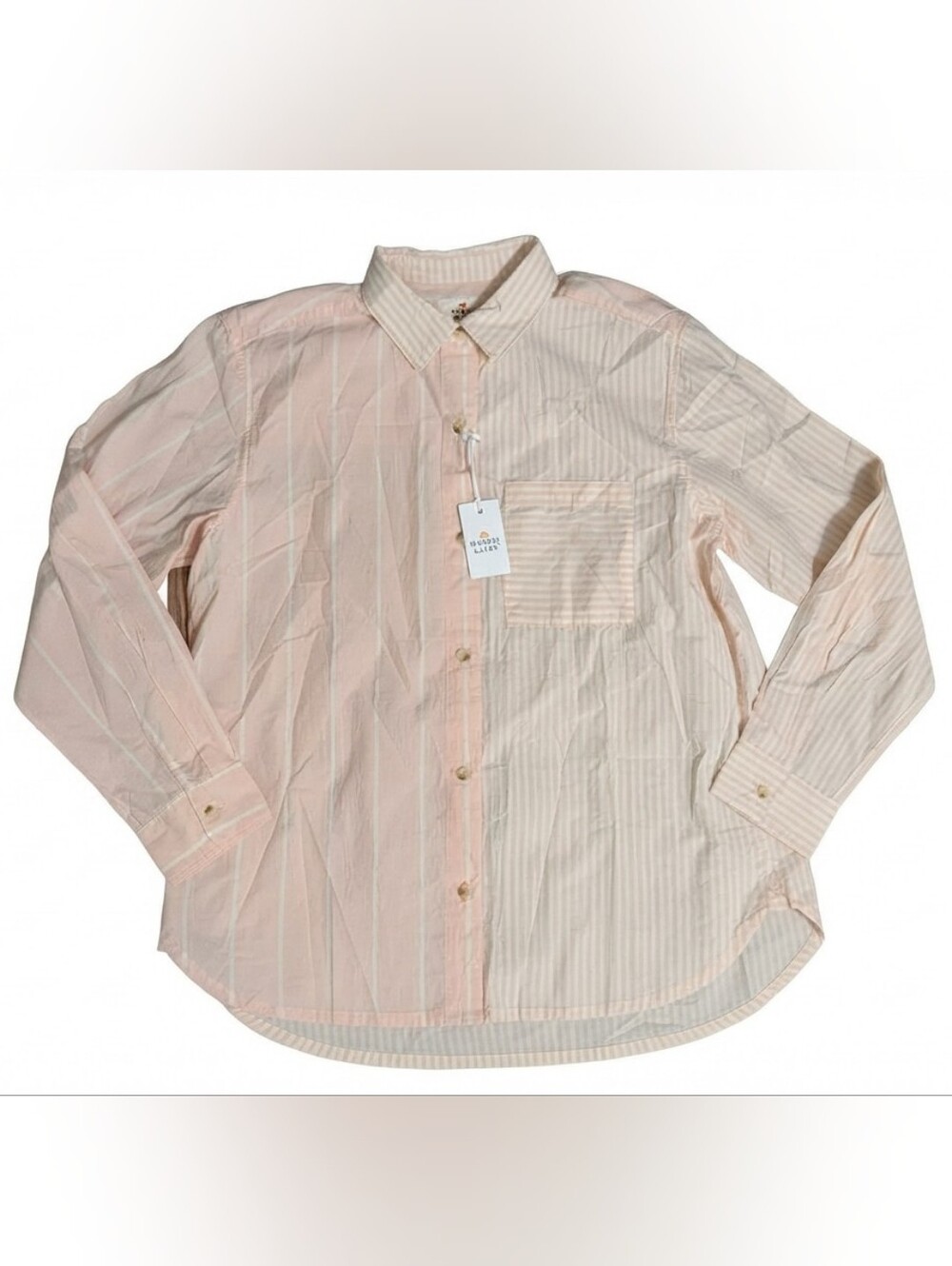 NWT Marine Layer Women's Small "The Kelsey Shirt" Rosewater Pink Stripe Pima